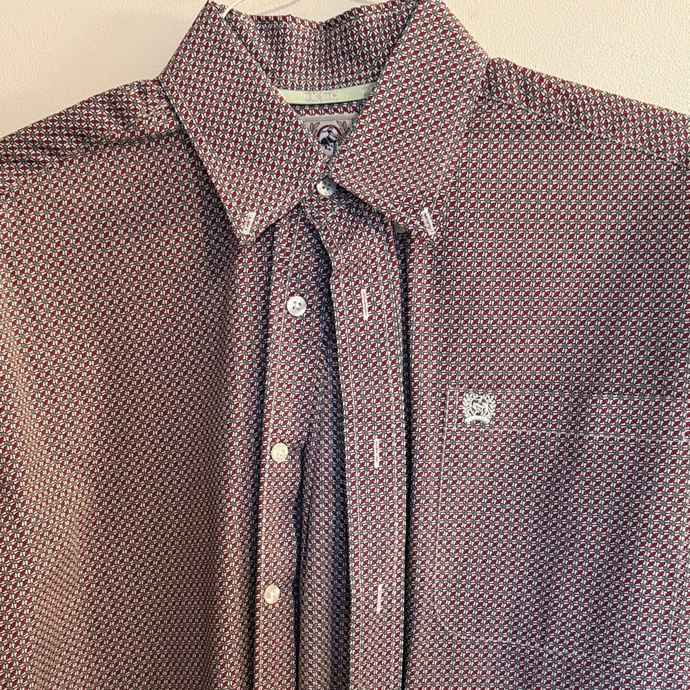 Cinch Green and orange XS Patterned Dress Shirt
